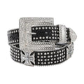 Black Rhinestone Cross Western Belt