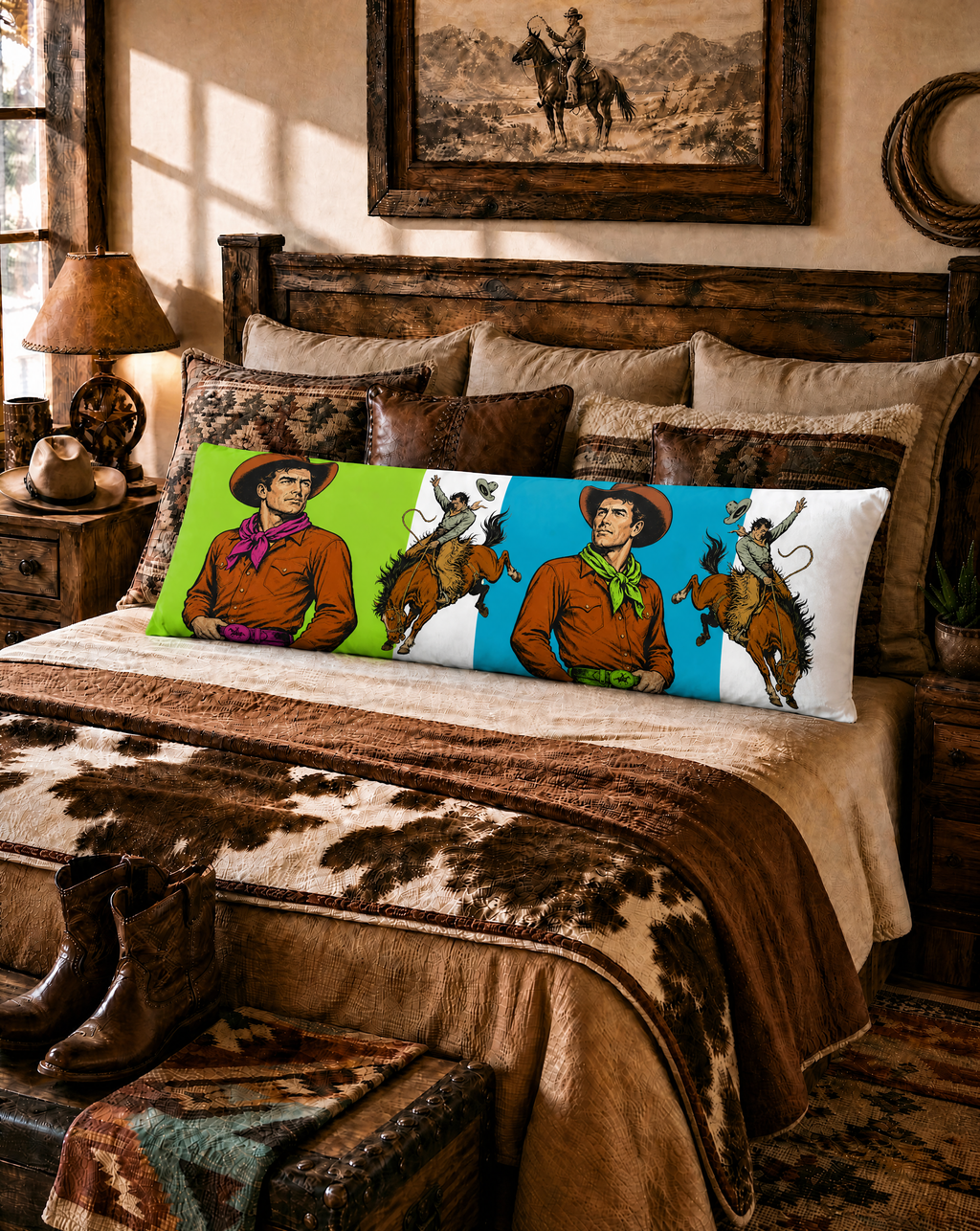 Baha Ranch The Last Roundup Bronc Rider Decorative Body Pillow Cover