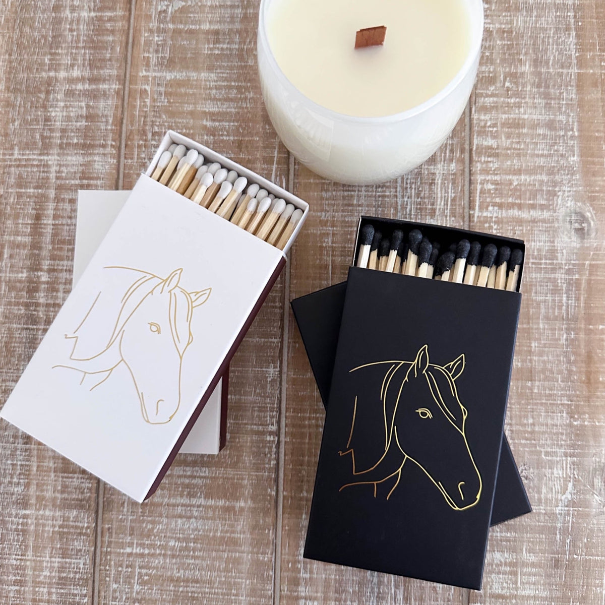 White Oversized Horse Head Matches