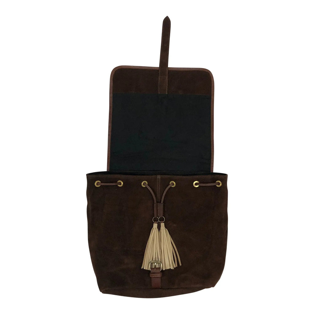Huntley Equestrian Cowhide Suede Leather Designer Shoulder Backpack