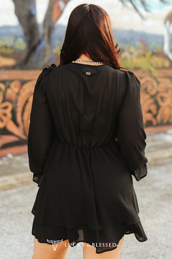 Wildheart Ruffle Dress-Black
