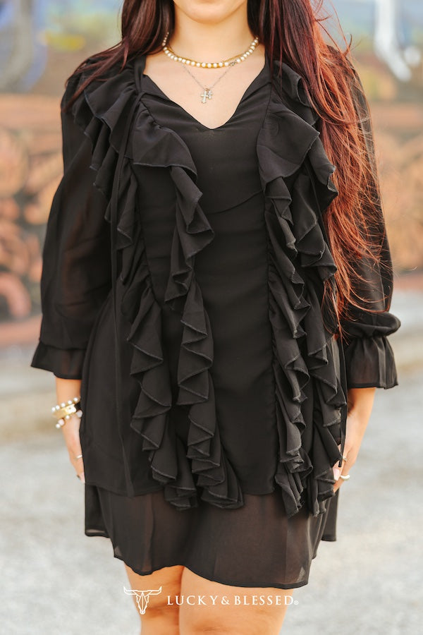 Wildheart Ruffle Dress-Black