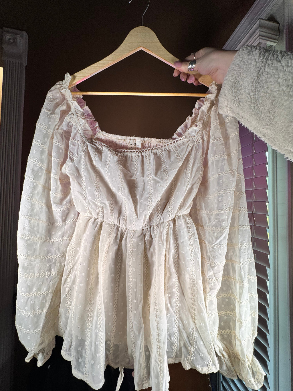 Long-Sleeve Belted Blouse