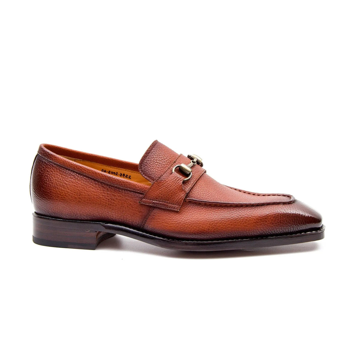 Brown Apron-Toe Loafers with Pebbled Texture