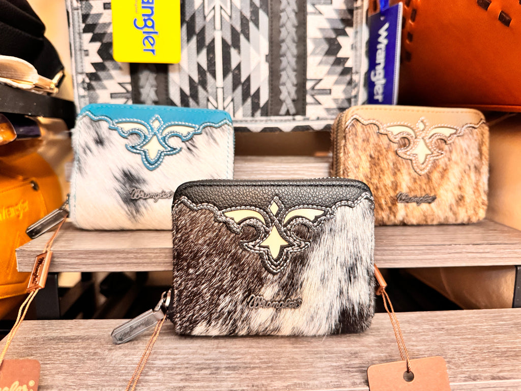 Wrangler Genuine Hair-On Cowhide Zip-Around Wallet