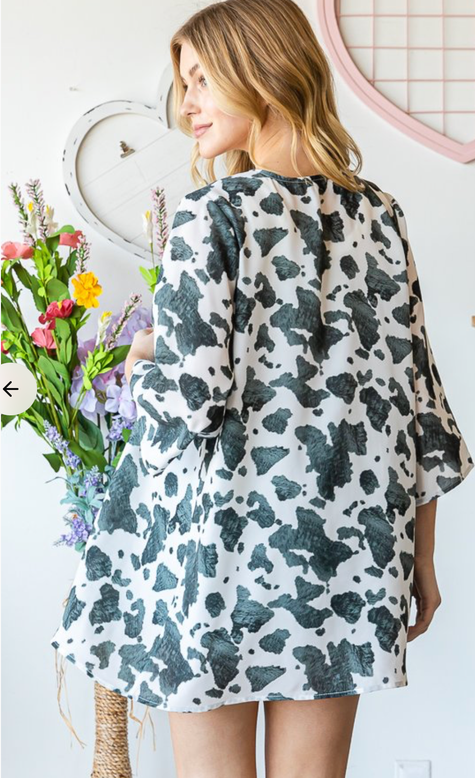HEIMISH COW PRINT 3/4 SLEEVE CARDIGAN