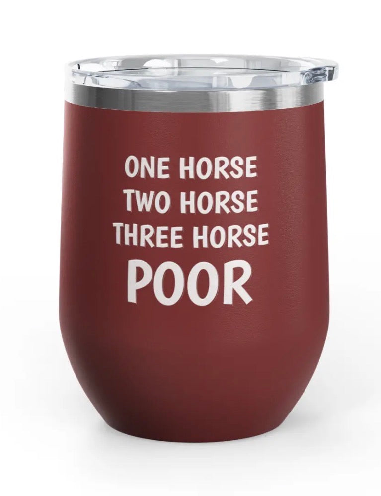 Wine Tumblers, 12 oz. - Engraved - One Horse/Two Horse