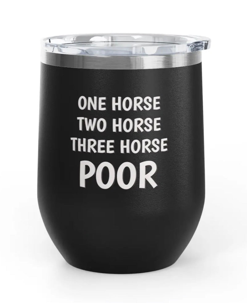 Wine Tumblers, 12 oz. - Engraved - One Horse/Two Horse