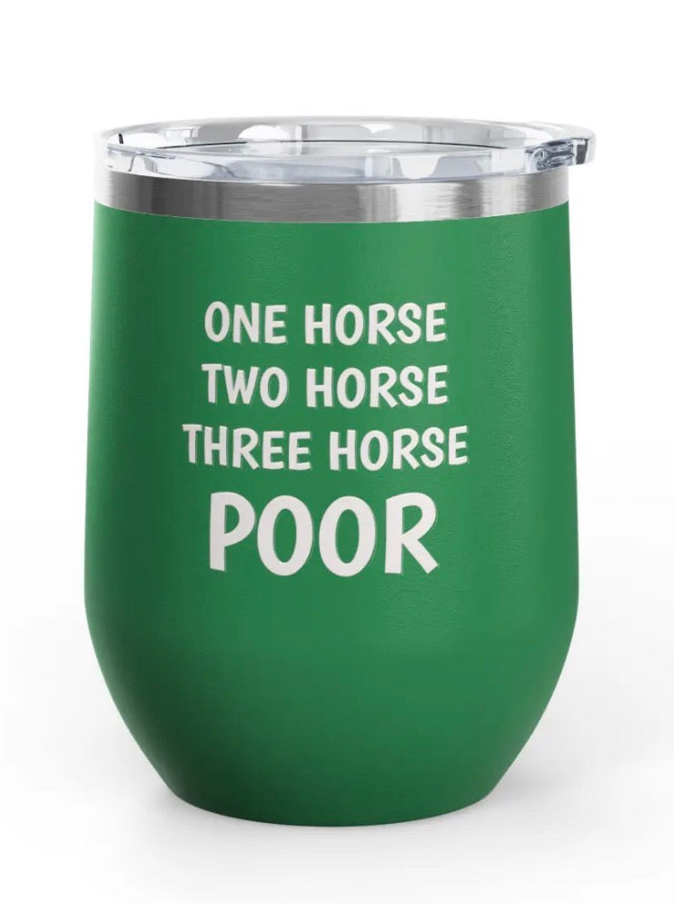 Wine Tumblers, 12 oz. - Engraved - One Horse/Two Horse