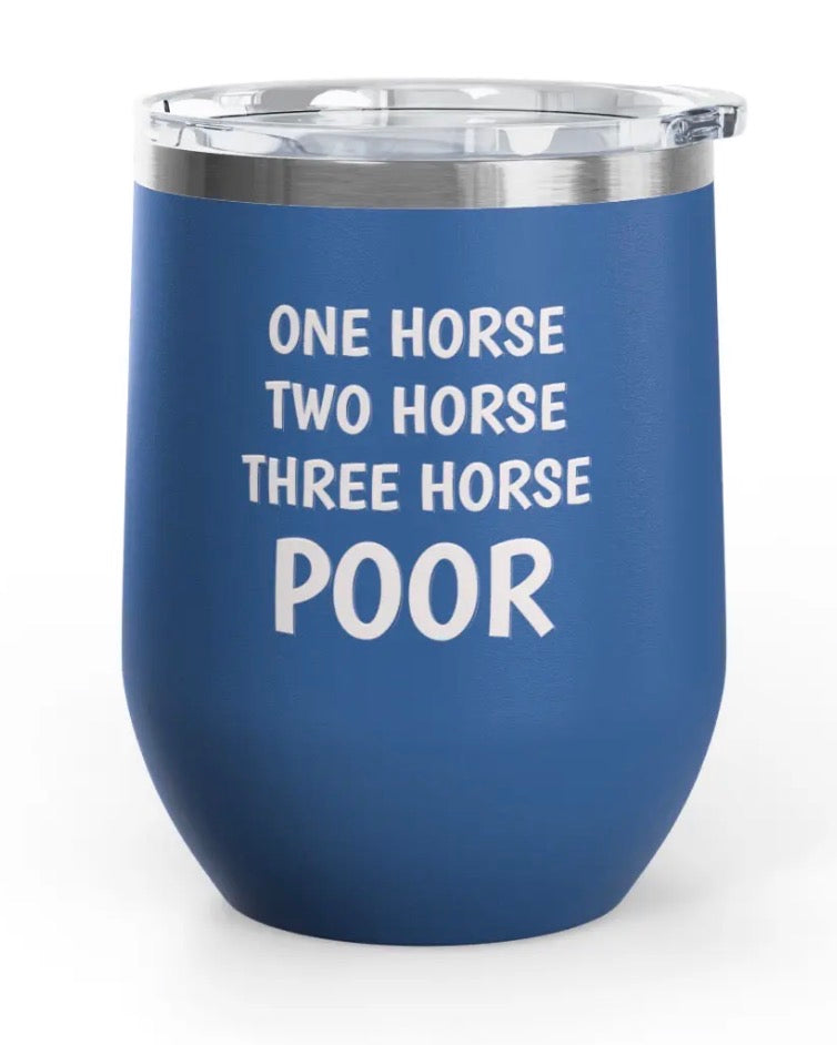 Wine Tumblers, 12 oz. - Engraved - One Horse/Two Horse