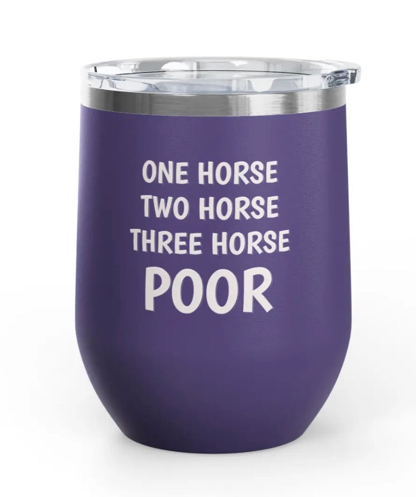 Wine Tumblers, 12 oz. - Engraved - One Horse/Two Horse