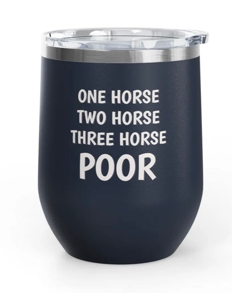 Wine Tumblers, 12 oz. - Engraved - One Horse/Two Horse