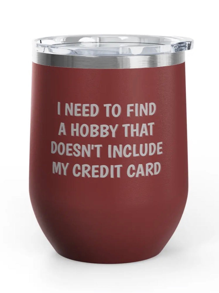 Wine Tumblers -  12 oz. - Credit Card - Engraved