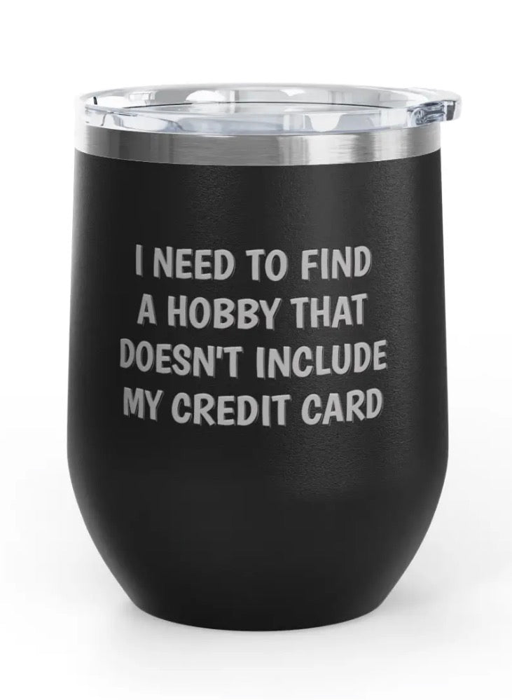 Wine Tumblers -  12 oz. - Credit Card - Engraved