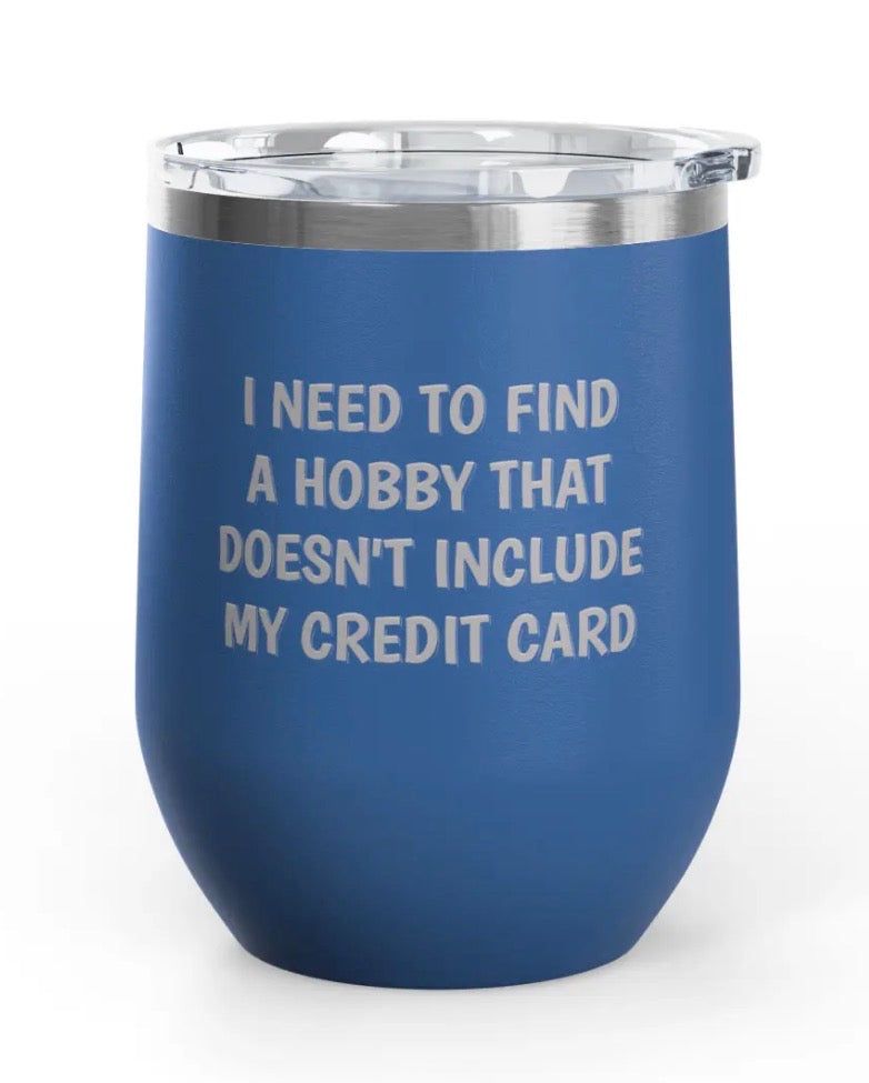 Wine Tumblers -  12 oz. - Credit Card - Engraved