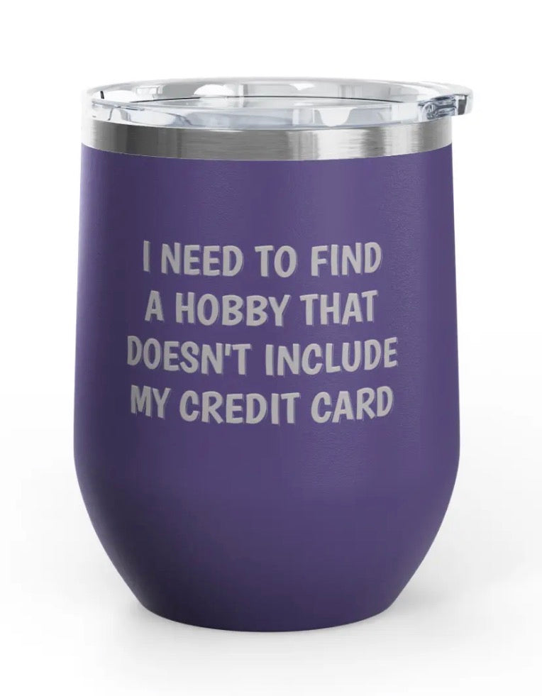 Wine Tumblers -  12 oz. - Credit Card - Engraved