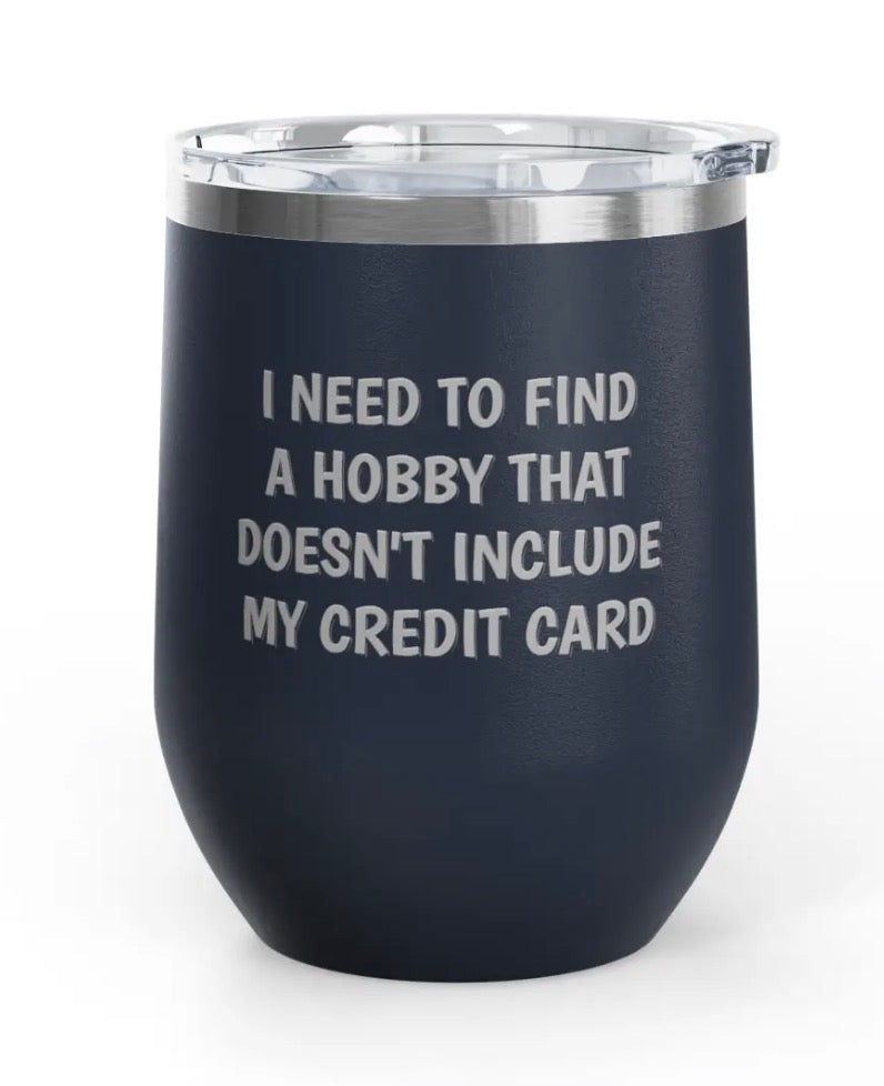 Wine Tumblers -  12 oz. - Credit Card - Engraved