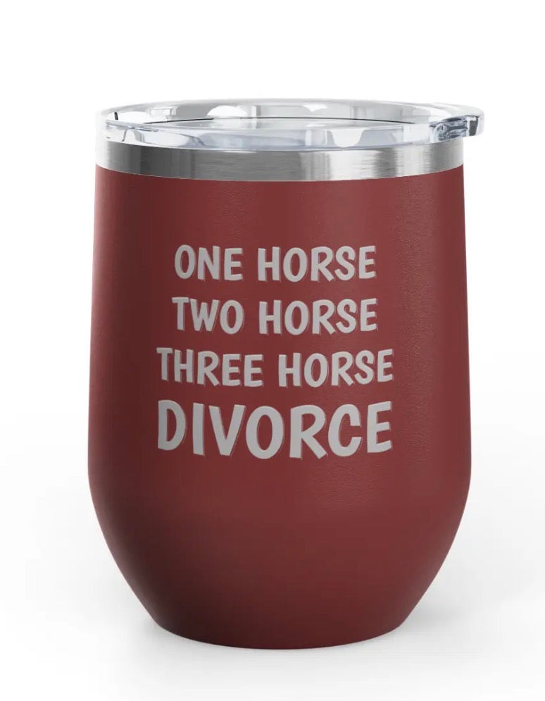 Wine Tumblers, 12 oz - Engraved - One Horse/Divorce