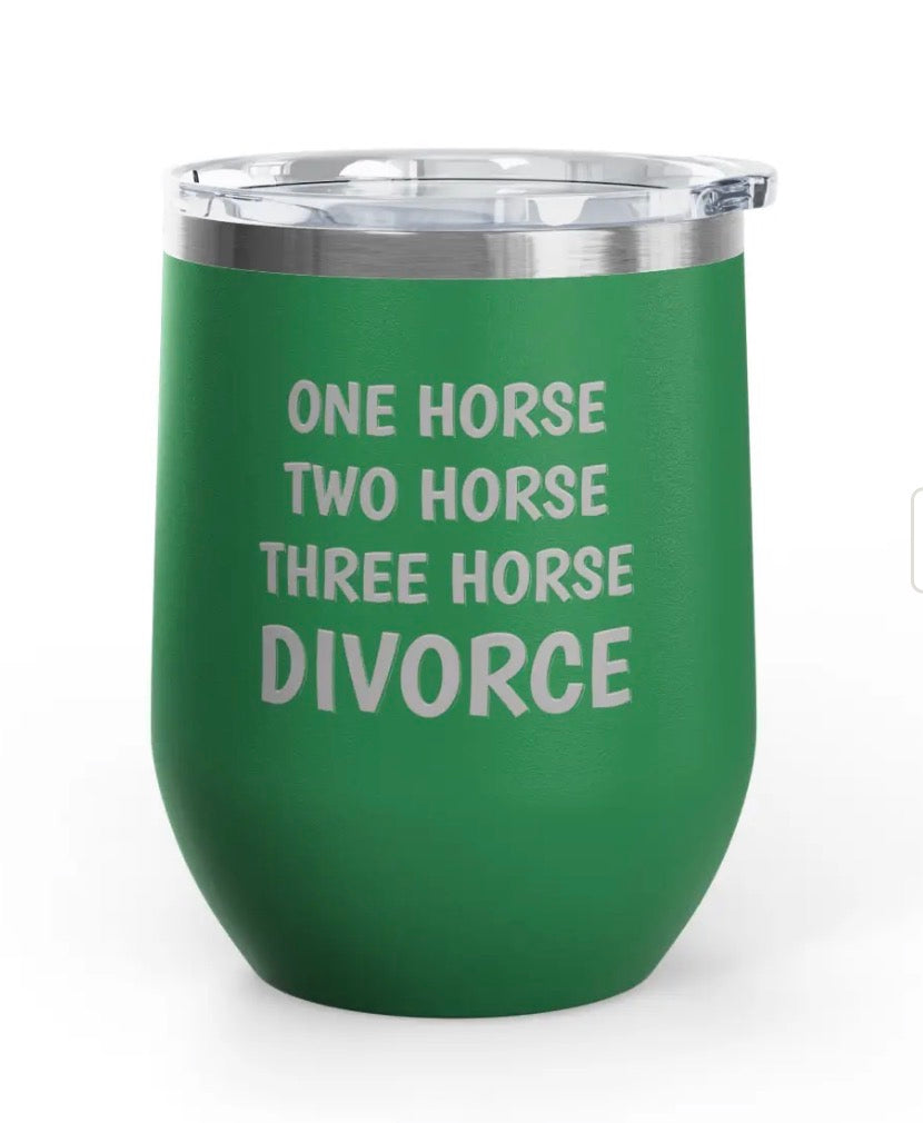 Wine Tumblers, 12 oz - Engraved - One Horse/Divorce