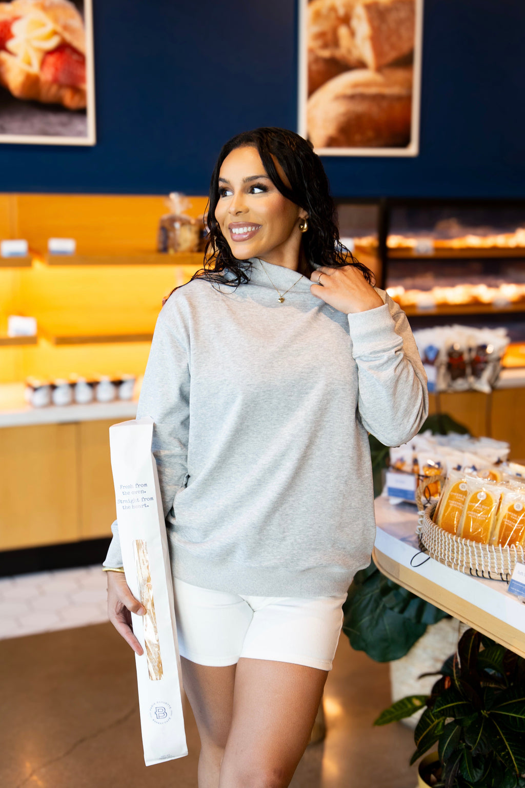 Mock Neck Sweatshirt, Grey