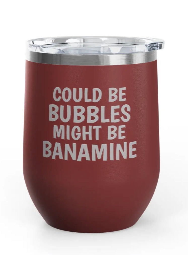 Wine Tumblers, 12 oz. - Engraved - Bubbles/Banamine