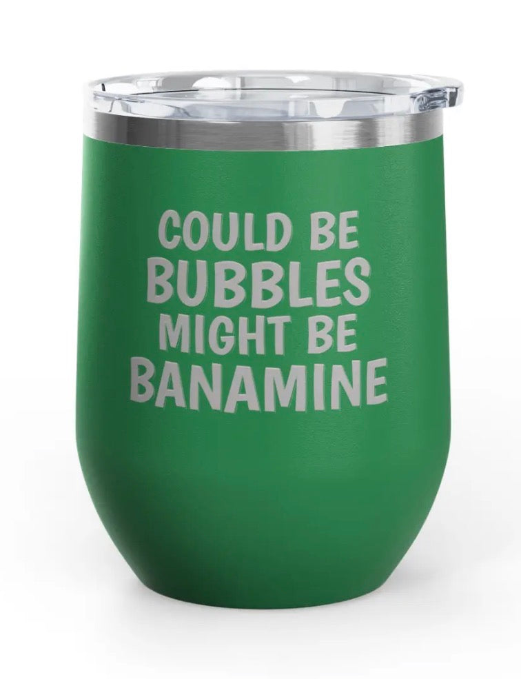 Wine Tumblers, 12 oz. - Engraved - Bubbles/Banamine