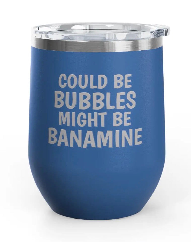 Wine Tumblers, 12 oz. - Engraved - Bubbles/Banamine