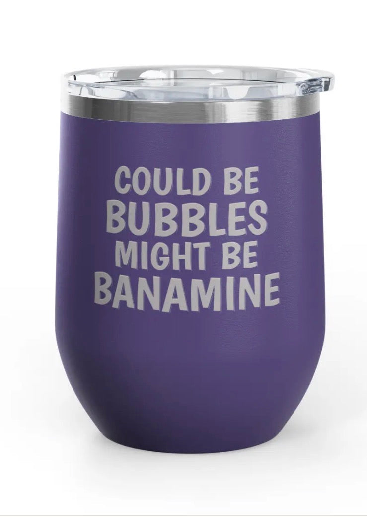 Wine Tumblers, 12 oz. - Engraved - Bubbles/Banamine