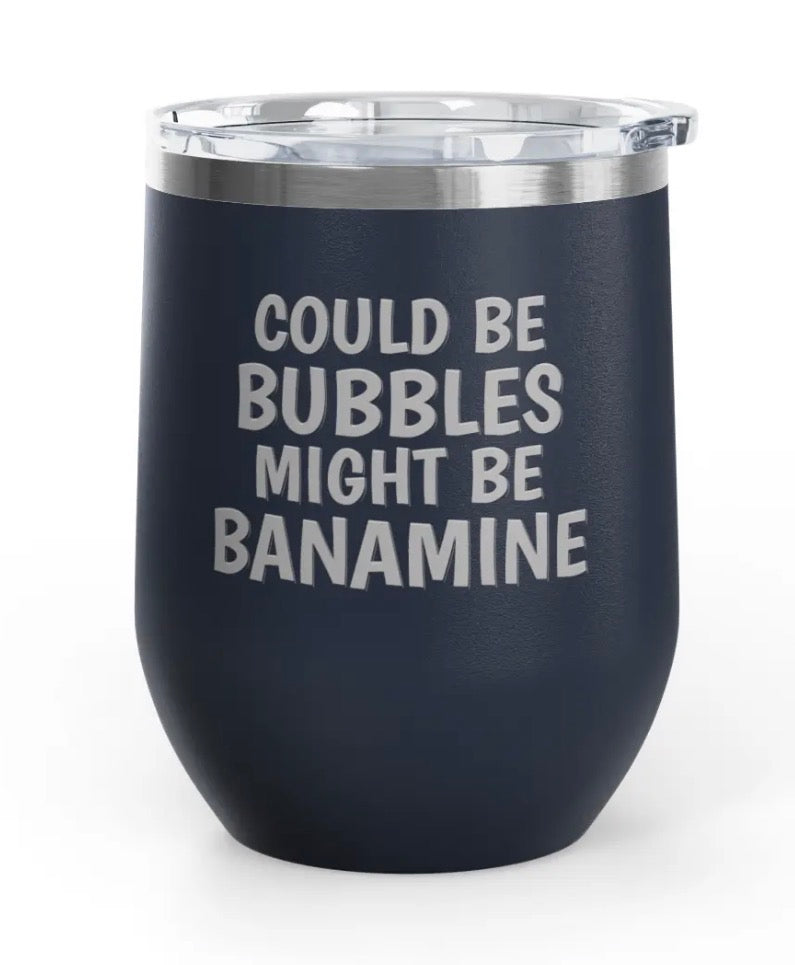 Wine Tumblers, 12 oz. - Engraved - Bubbles/Banamine