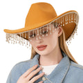 Rhinestone Stone Paved Fringe Around Cowboy Western Hat