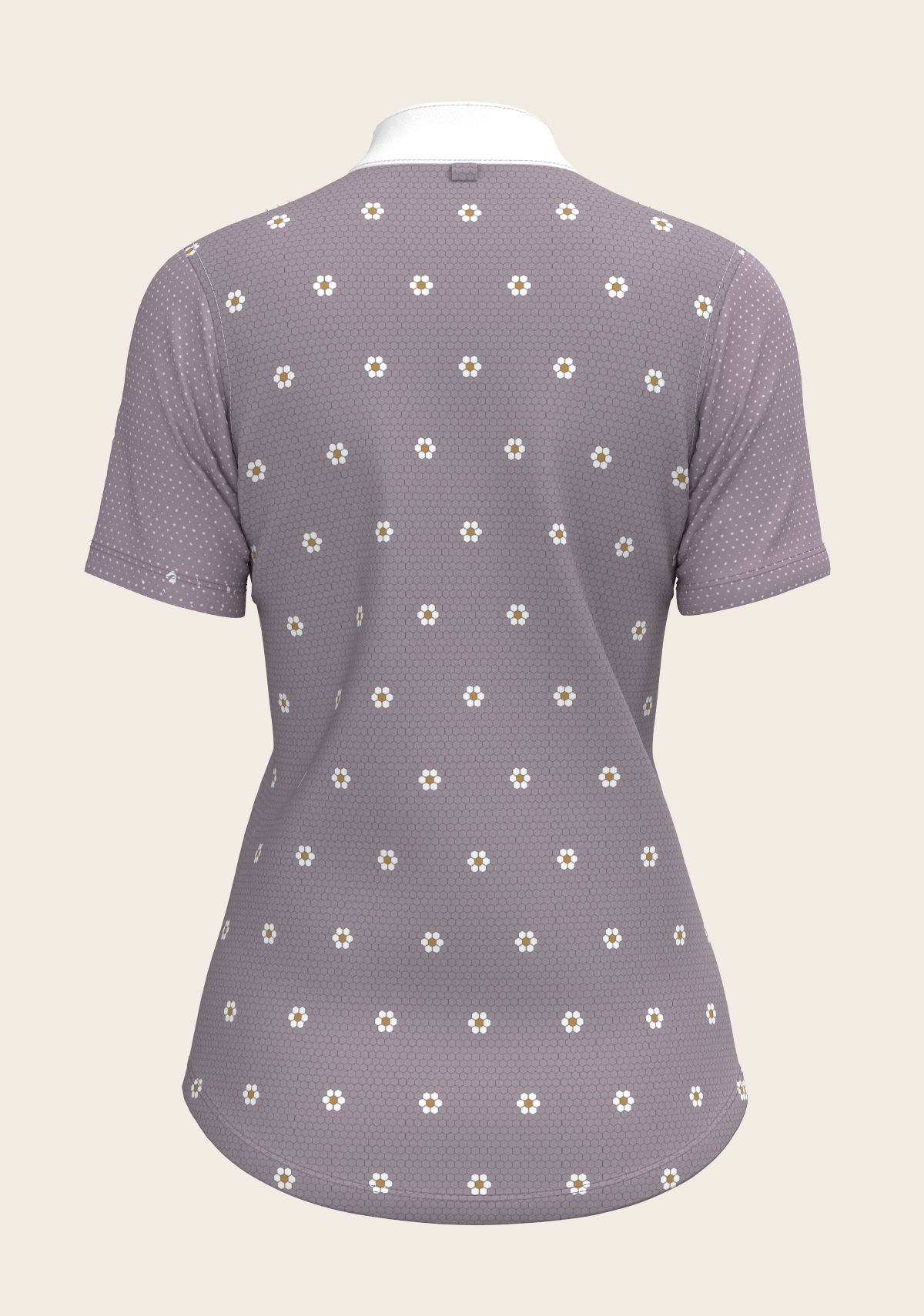 Mosaic Daises in Lavender Short Pleated Short Sleeve Show Shirt