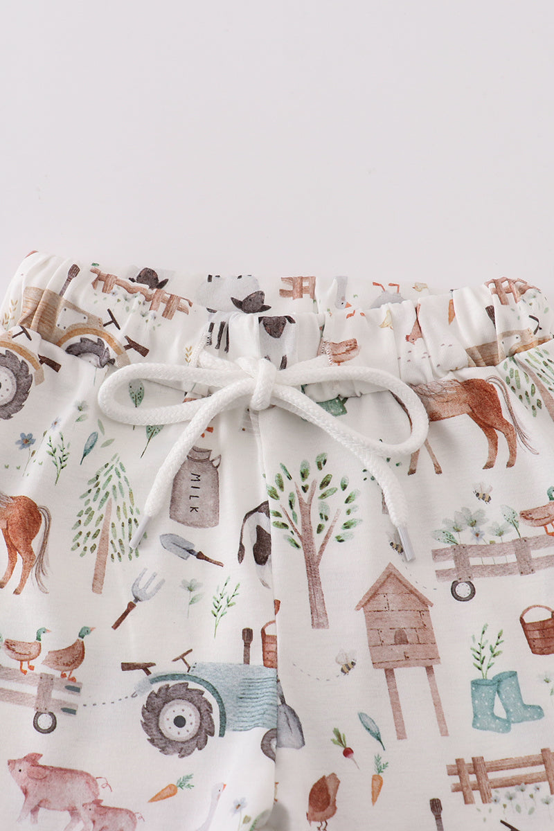Sage Farm Print Boy Set Outfit 001 For Kids Soft Fabric