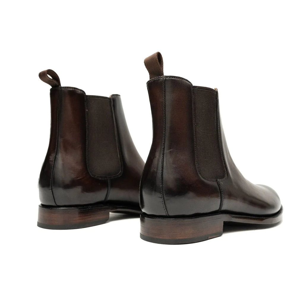Dark Brown Plain-Toe Chelsea Boots with Pull Tab