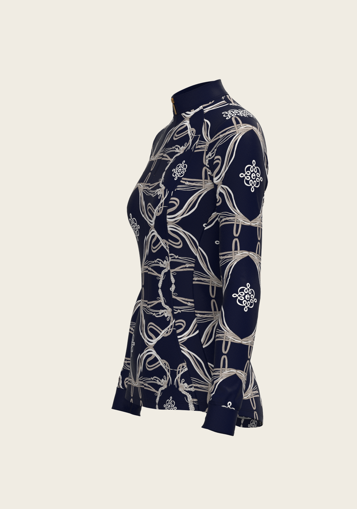 Roped Bridles on Navy Quarter Zip Sun Shirt