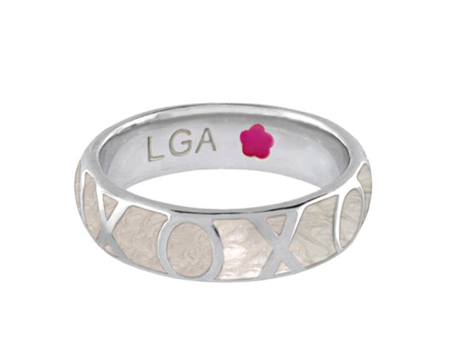 Xoxo Ring Stackable Brass Base Rhodium Plated