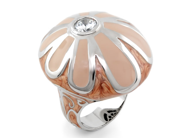 Fab Pink Flower Enamel Statement Ring