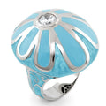 Fab Baby Blue Flower Enamel Statement Ring