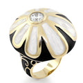 Fab Beige Flower Enamel Statement Ring