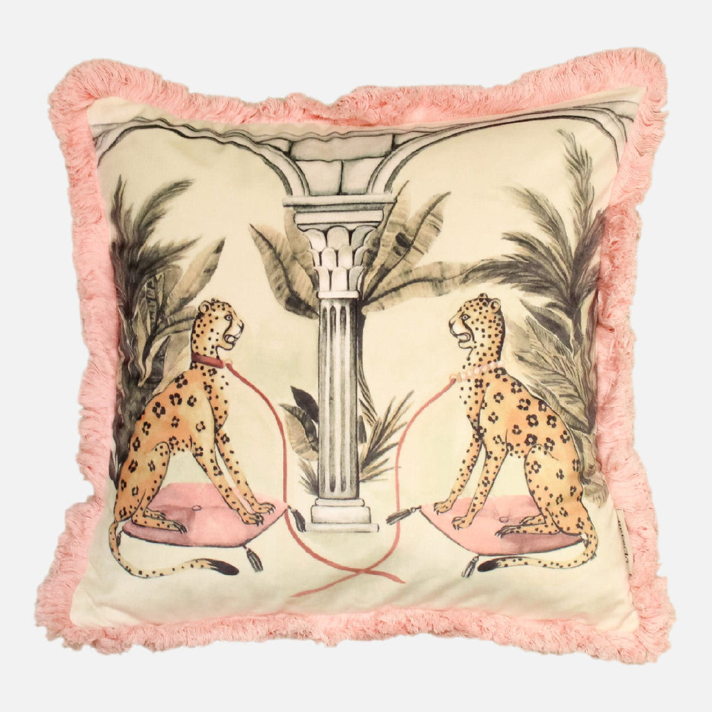 Regal Felines Throw Pillow - Blush