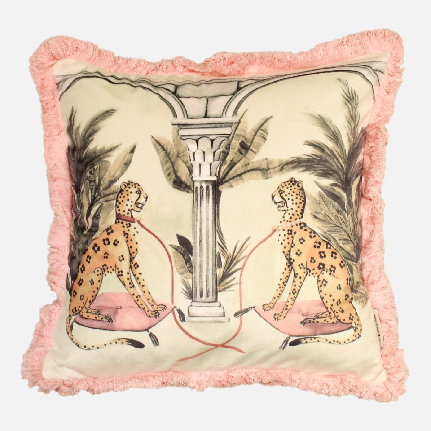 Regal Felines Throw Pillow - Blush
