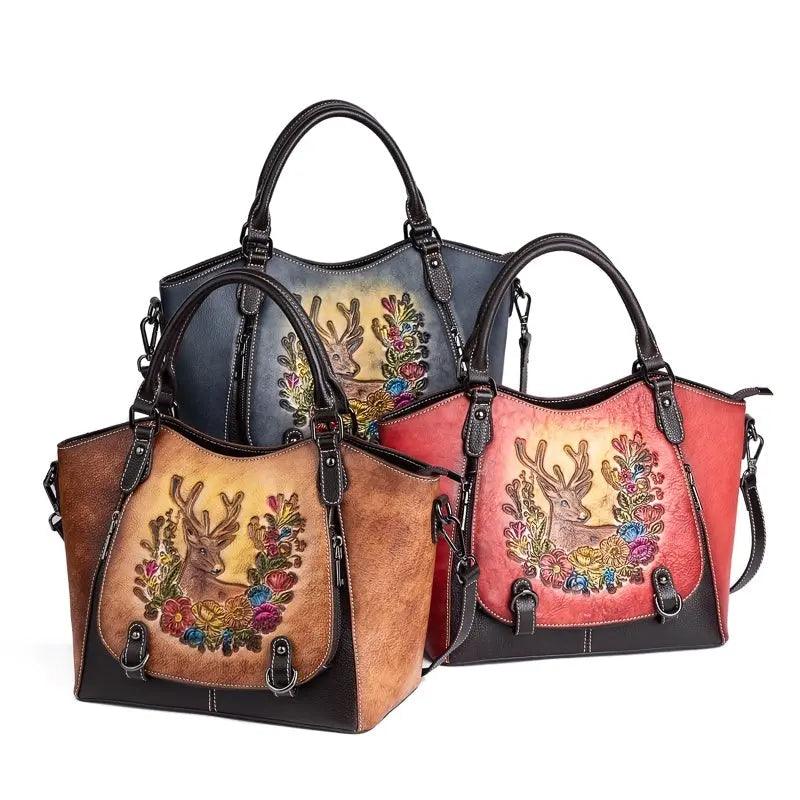 Vintage Deerskin Leather Handbag For Everyday Use VDLH01