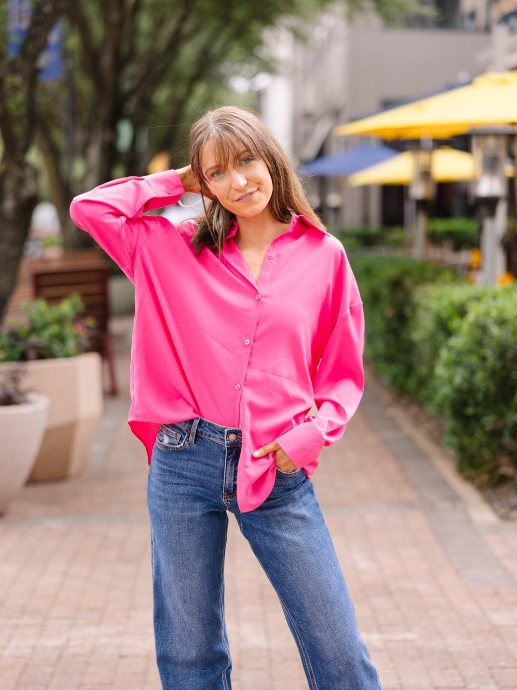 The Kathryn Button-Up, Hot Pink