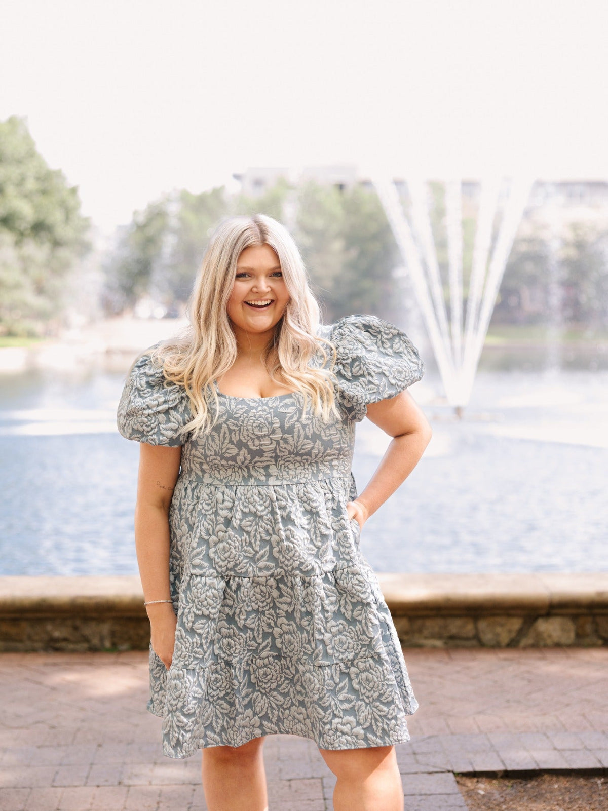 Dolly Doll Jacquard Dress, Blue