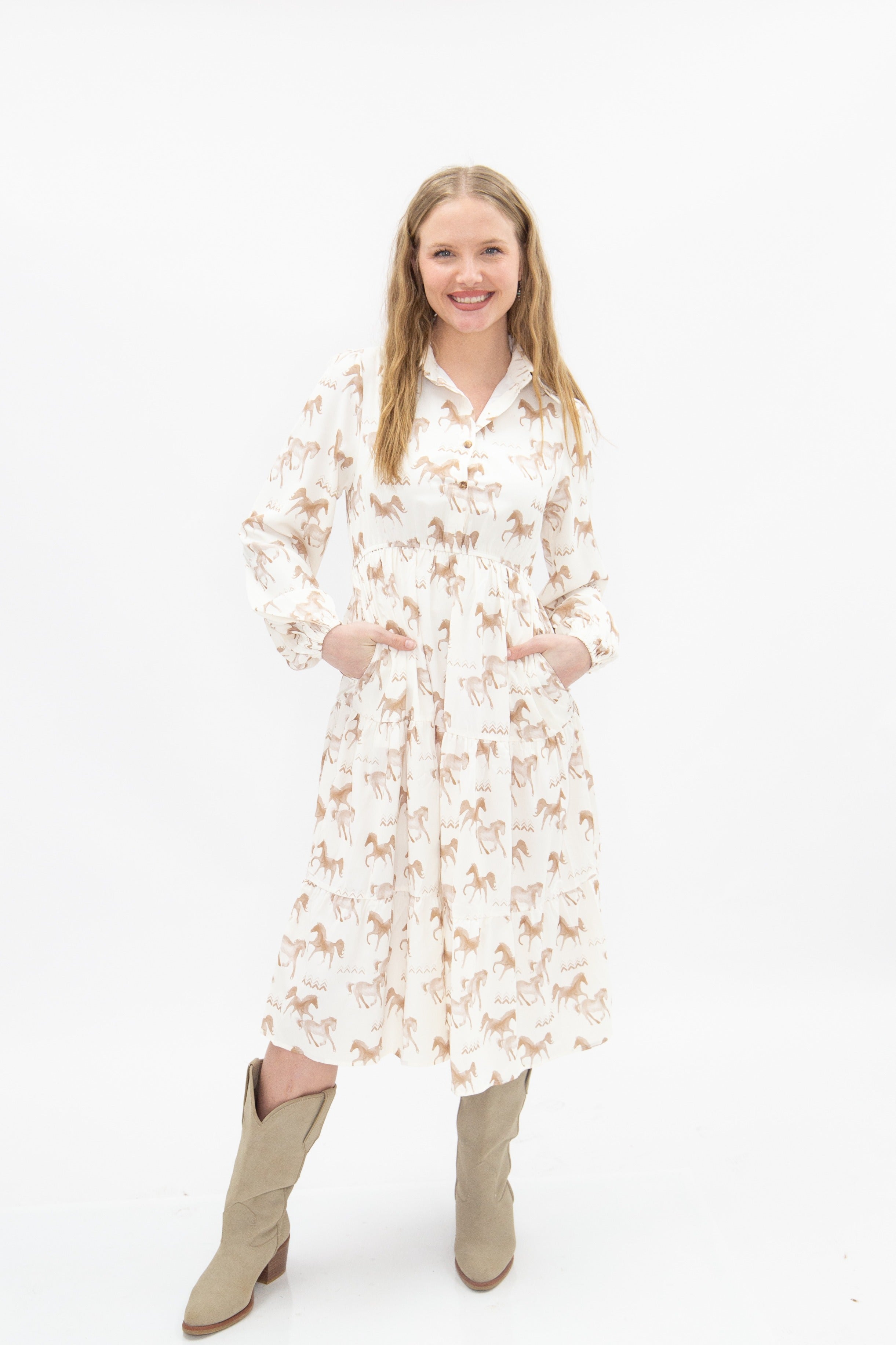 Horse Print Shirt Dress