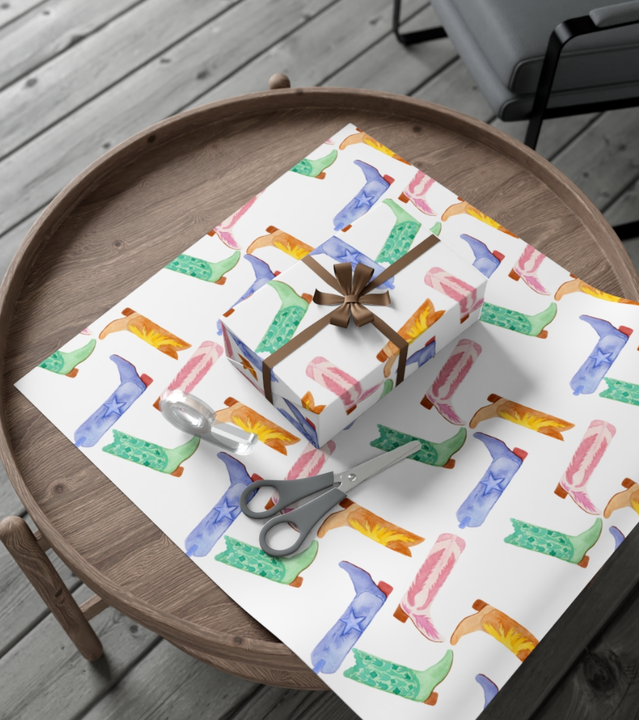 Watercolor Cowboy Boots Giftwrap/Craft Paper