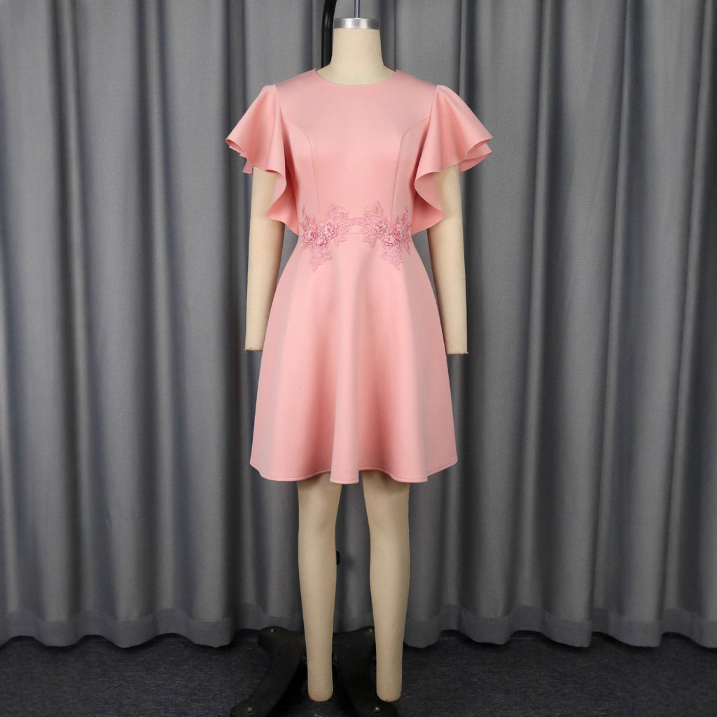 Elegant Embroidery Slim Fit Short Dress