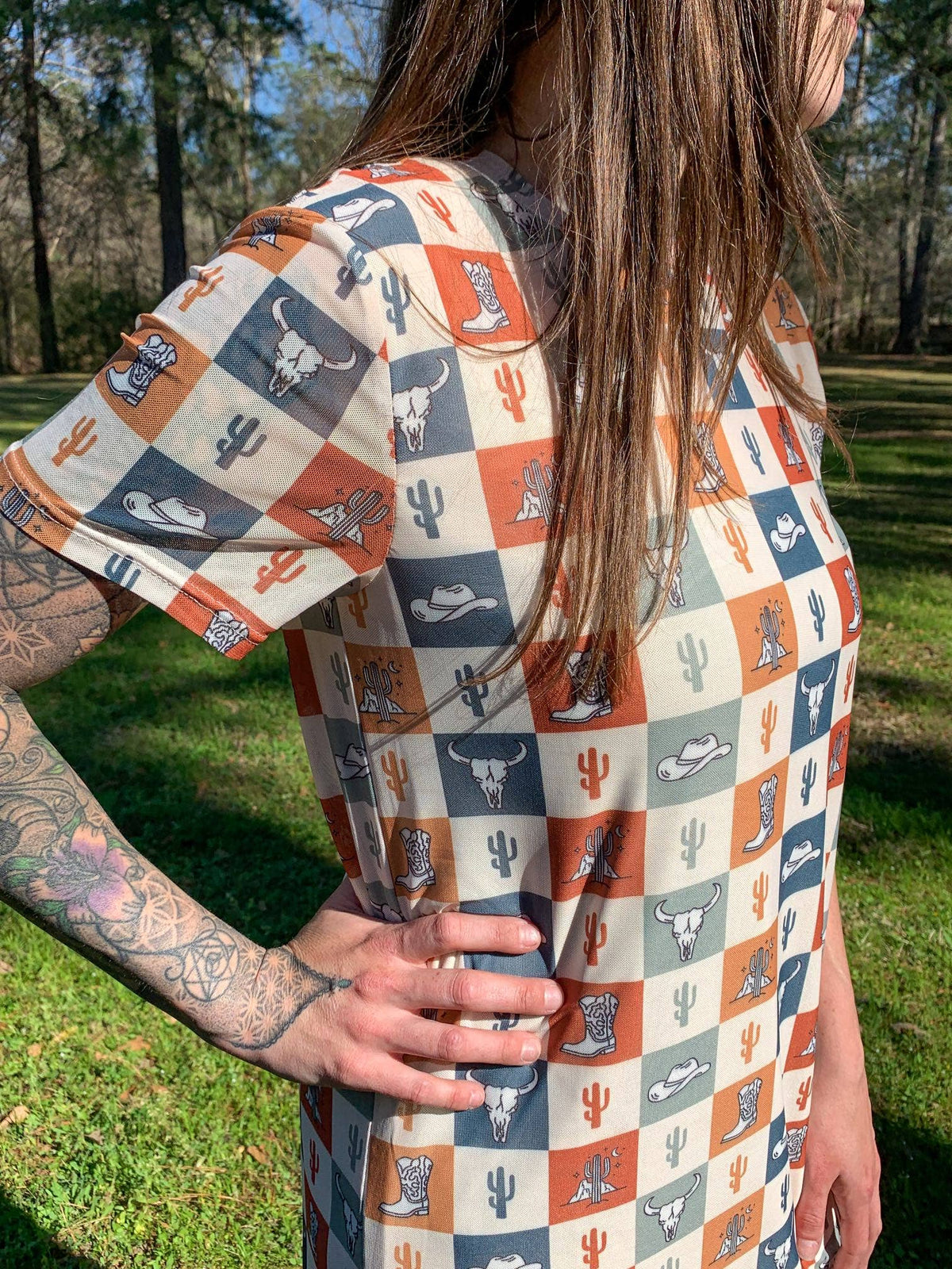Checkered Charm Mesh Dress