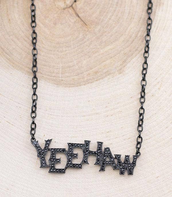 Rhinestone Yeehaw Letter Necklace