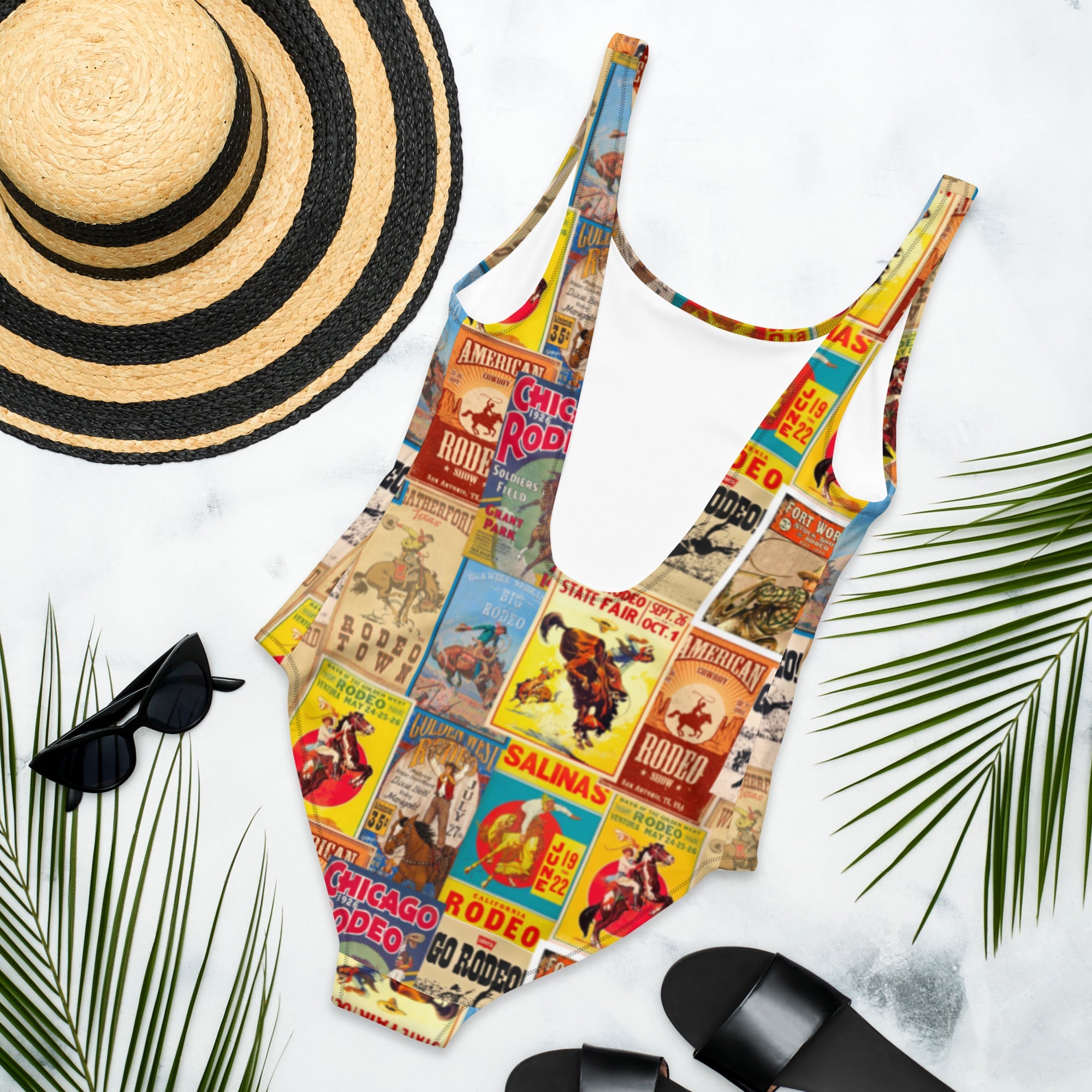 Baha Ranch Yeehaw Vintage Rodeo Poster One-Piece Swimsuit
