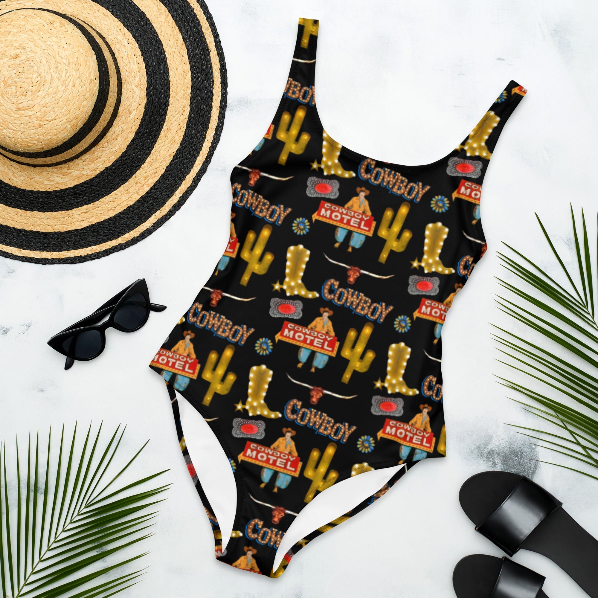 Baha Ranch Yeehaw All Cowboy One Piece Swim Suit